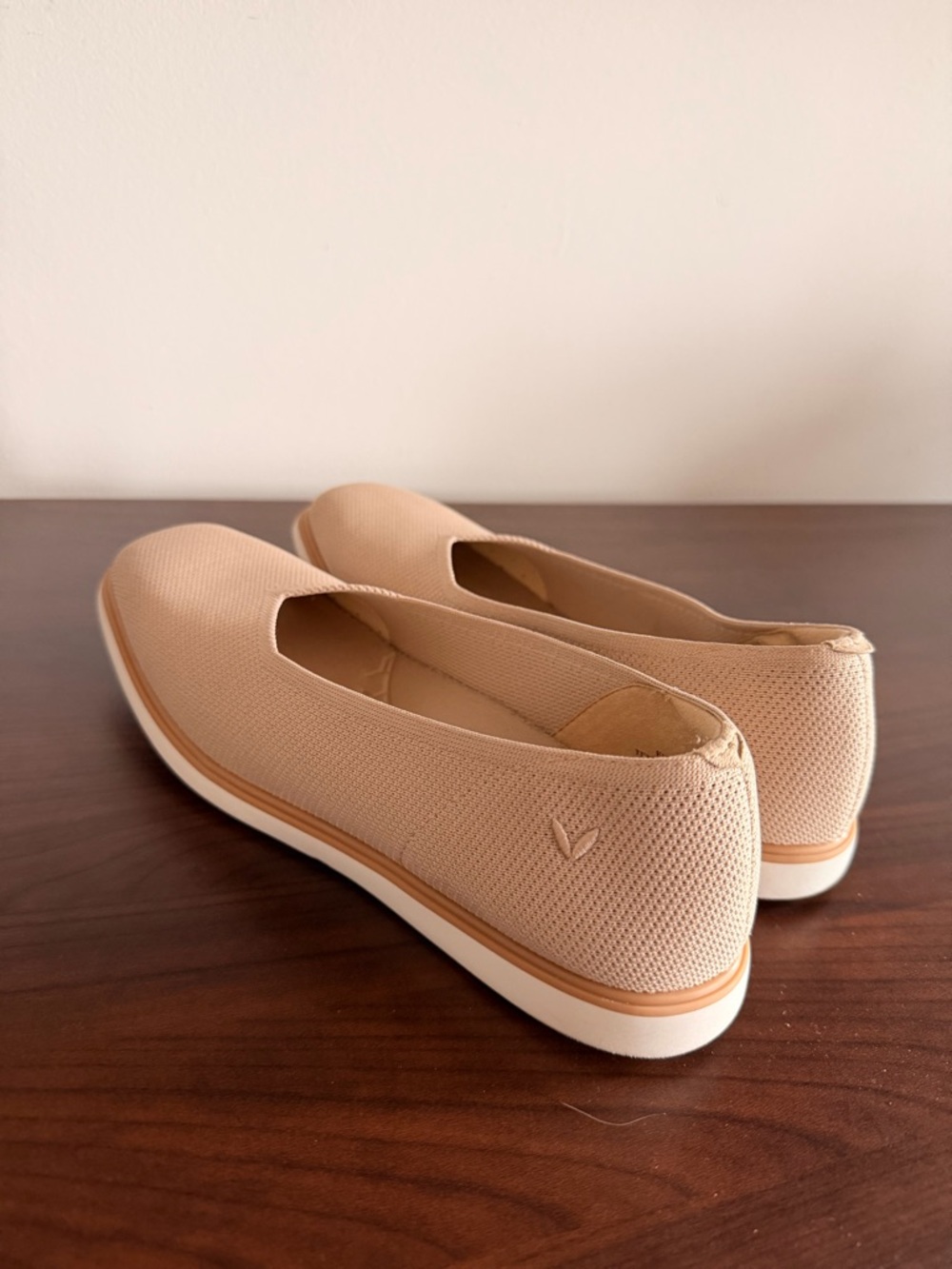 Vivaia Square-Toe All Day Standing flats (Mabel) almond sand knot comfort 7-7.5